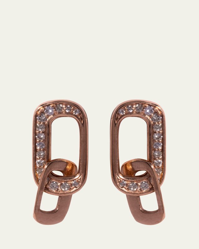 Magic Ceremony 14k Rose Gold Diamond Link Earrings, Pair